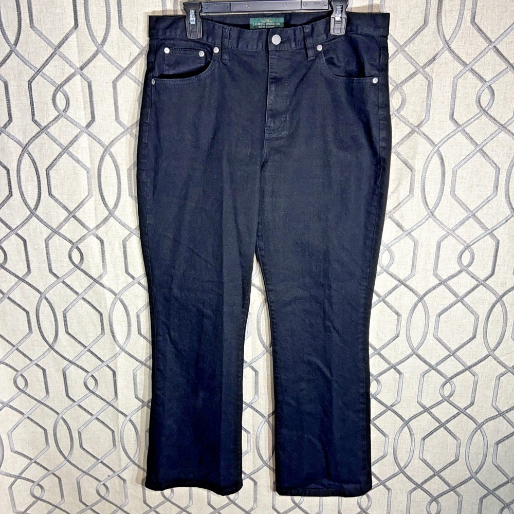 Lauren Ralph Lauren Womens 14 Black Denim Classic Straight‎ Leg Jeans 1198669